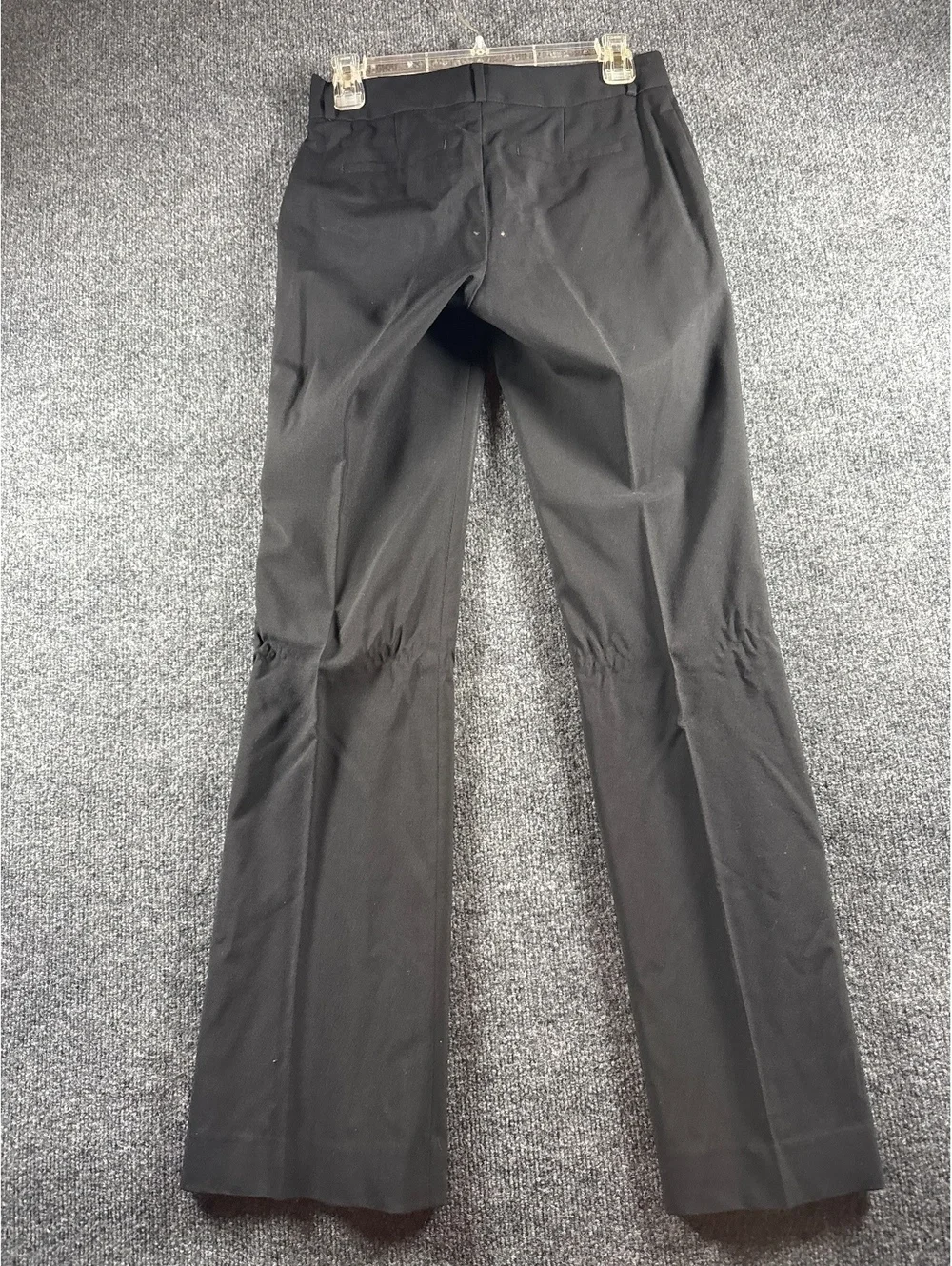 Black Dress Pants with Flared Legs and Gathered Knee Detail